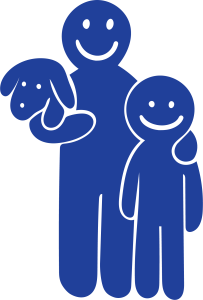 Adult, child and dog - talking to others about your plan for emergencies helps to protect everyone.